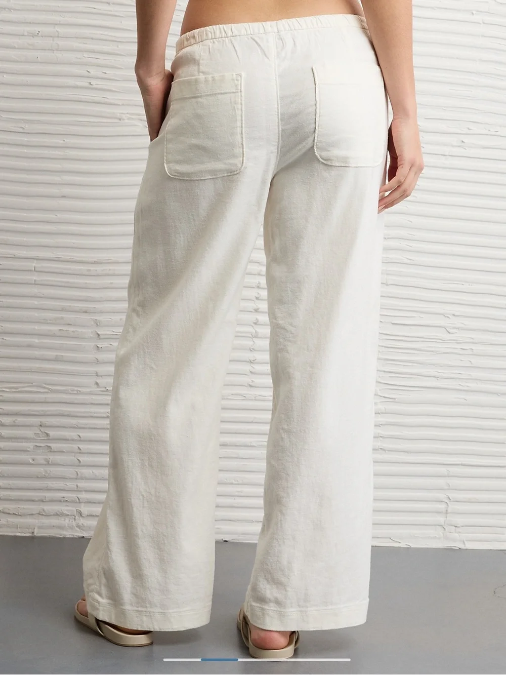 American Eagle Outfitters Wide-Leg Linen-Blend Pull-On Pants in White - Picture 2 of 4